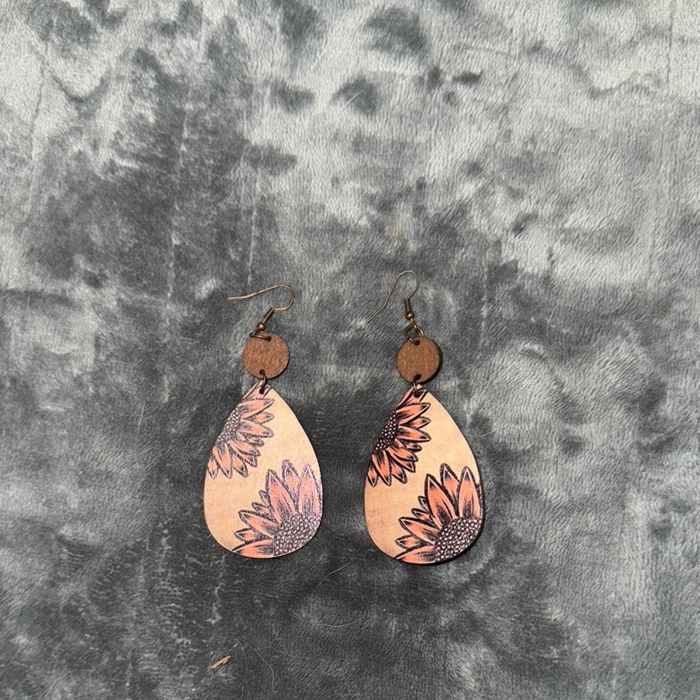 Sunflower Teardrop Earrings